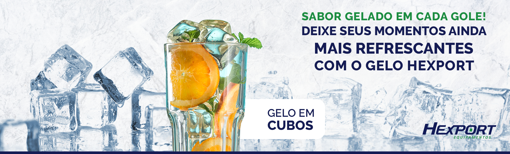 Banner gelos em cubos